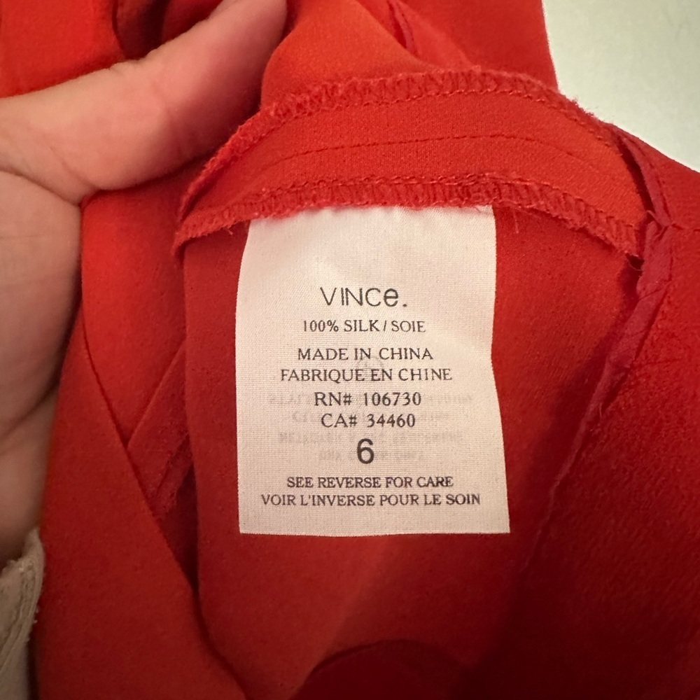 Vince silk mini formal homecoming Shift dress Orange Sleeveless Dress - Picture 4 of 6